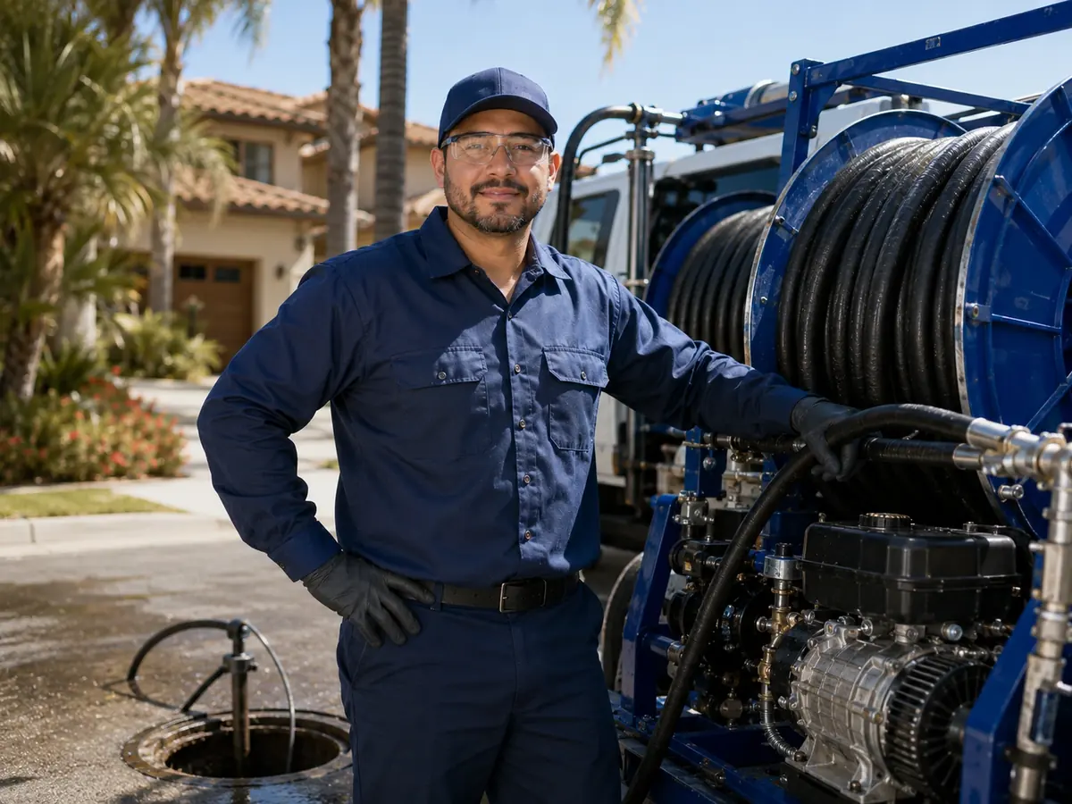 Hydro jet sewer cleaning in Shafter