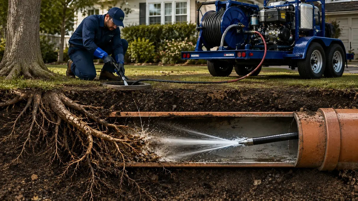Tree Root Removal with Hydro Jetting in Shafter